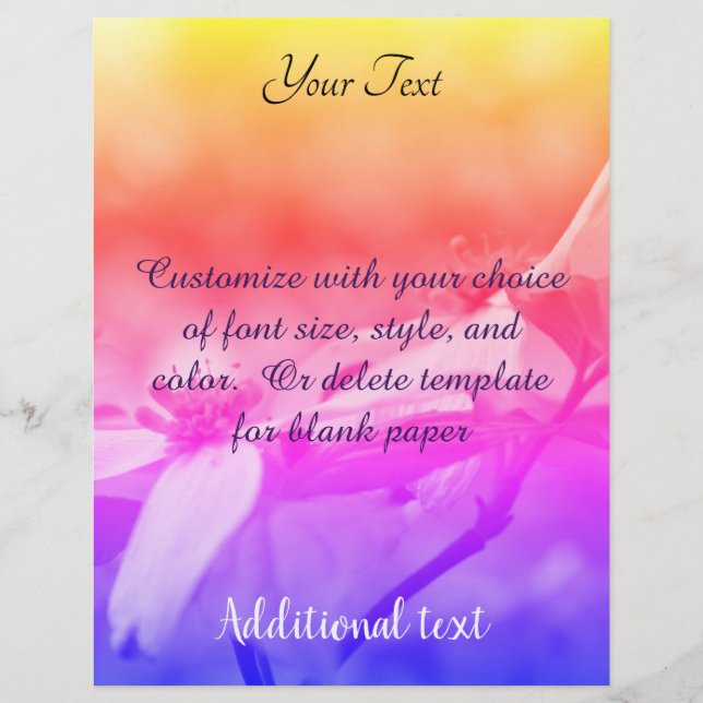 Dogwood Flower Rainbow Colours     Custom Letterhead (Front)