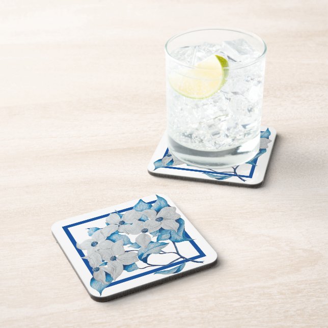 Dogwood Flowers on a Coaster Set (Right Side)