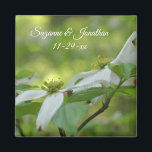 Dogwood Flowers Personalised Wedding Magnet<br><div class="desc">Lovely pair of spring time white wild dogwood blossoms flower photography by Susan wedding favour refrigerator magnet. Fill in your information in the template. Make more changes to text and font size, style, and colour by clicking on Customise. This design is available on many products in my gallery. Please visit...</div>
