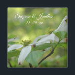 Dogwood Flowers Personalised Wedding Magnet<br><div class="desc">Lovely pair of spring time white wild dogwood blossoms flower photography by Susan wedding favour refrigerator magnet. Fill in your information in the template. Make more changes to text and font size, style, and colour by clicking on Customise. This design is available on many products in my gallery. Please visit...</div>