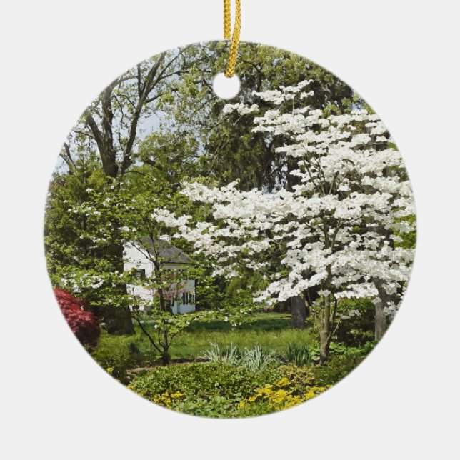 Dogwood in Bloom Ceramic Tree Decoration (Front)