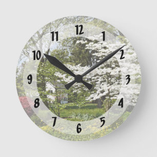 Dogwood in Bloom Round Clock