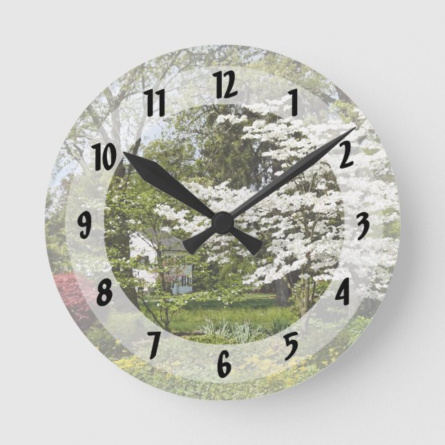 Dogwood in Bloom Round Clock (Front)