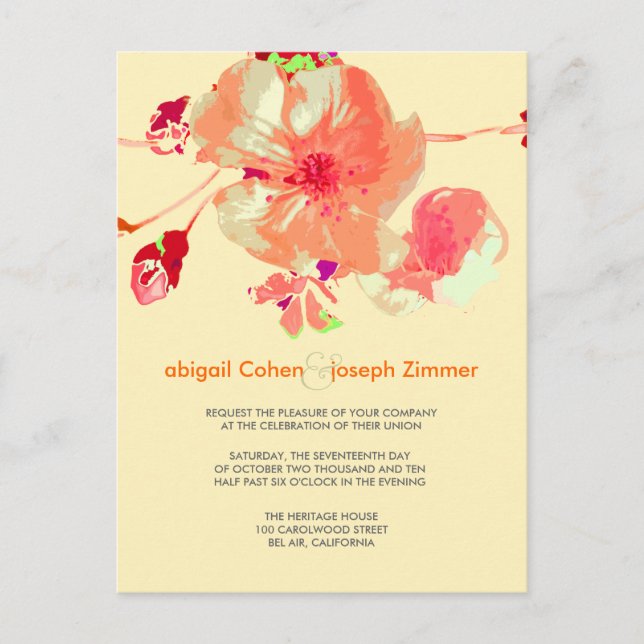 Dogwood/pink/peach/wedding Invitations postcards (Front)