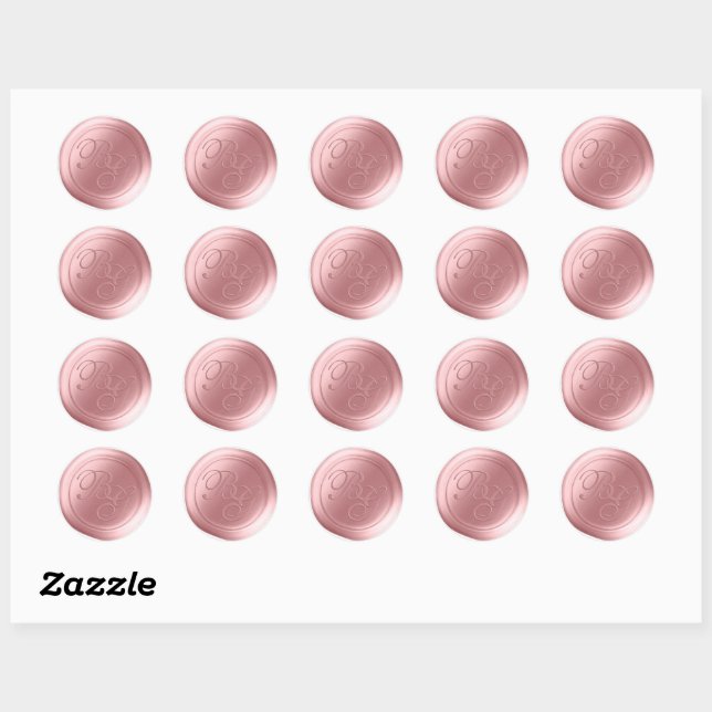 Dogwood Pink Script Monogram Wax Seal Stickers (Sheet)