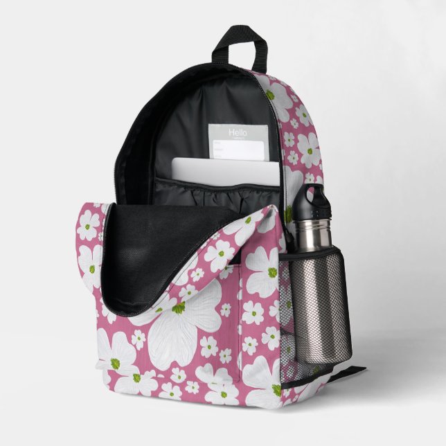 Dogwood Print Cut Sew Backpack (Back Corner Right (Open))