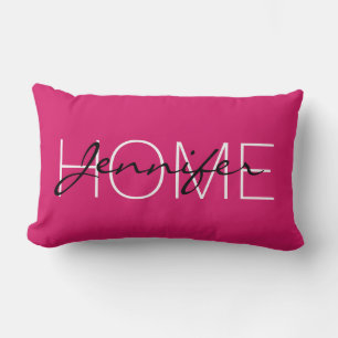 Dogwood rose colour home monogram lumbar cushion