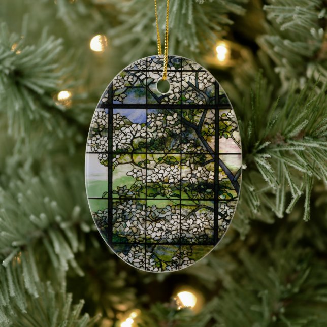 Dogwood Stained Glass Window Ceramic Tree Decoration (Tree)