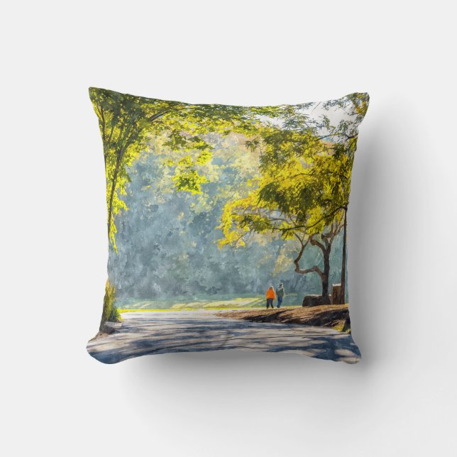Dogwood Stroll Painterly Cushion (Front)