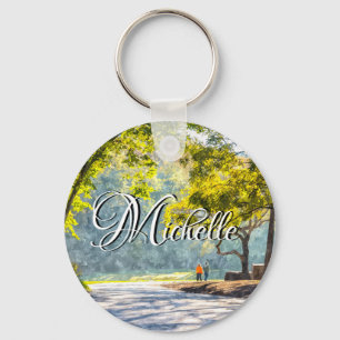 Dogwood Stroll Painterly Custom Keychain