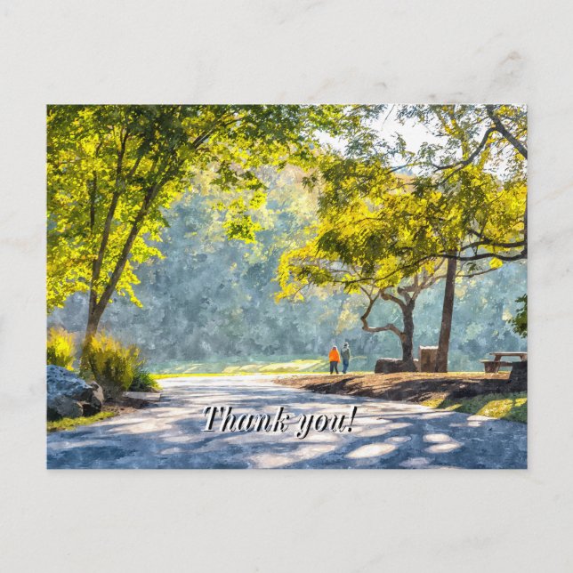 Dogwood Stroll Painterly Thank You Postcard (Front)