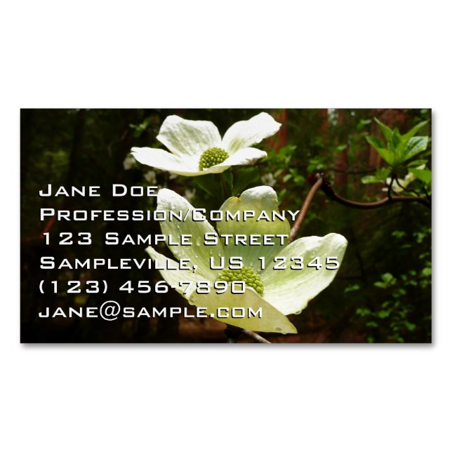 Dogwoods and Redwoods in Yosemite National Park Magnetic Business Card (Front)