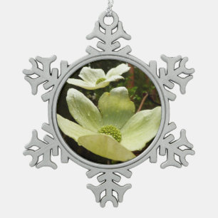 Dogwoods and Redwoods in Yosemite National Park Snowflake Pewter Christmas Ornament