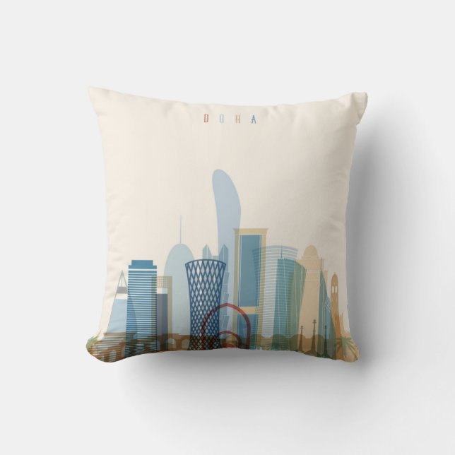 Doha, Qatar | City Skyline Cushion (Front)
