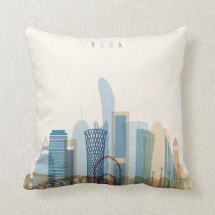 Doha, Qatar City Skyline Cushion