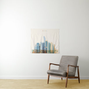 Doha, Qatar City Skyline Tapestry