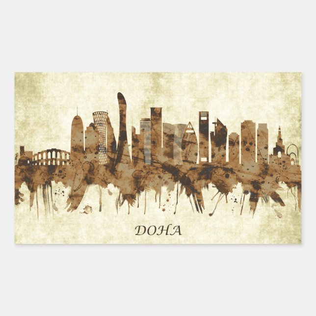 Doha Qatar Cityscape Rectangular Sticker (Front)