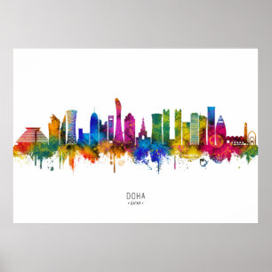 Doha Qatar Skyline Poster
