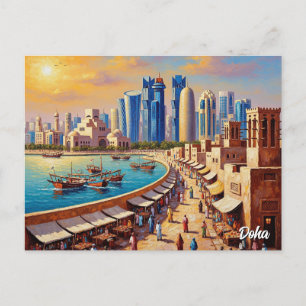 Doha Qatar Travel Postcard