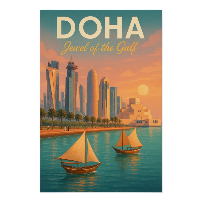 Doha, Qatar Travel Poster (Front)