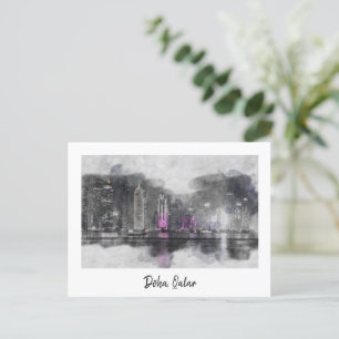 Doha, Qatar watercolor Postcard