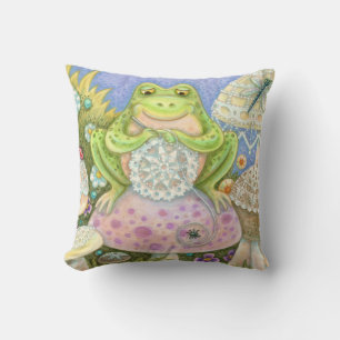 Doilies Make A Hoppy Home FROG THROW PILLOW