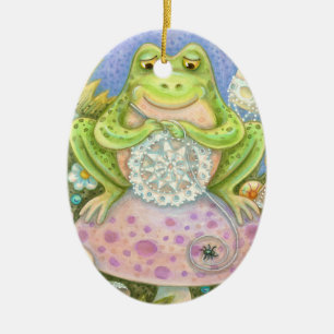 Doilies Make A Hoppy Home OVAL ORNAMENT Frog