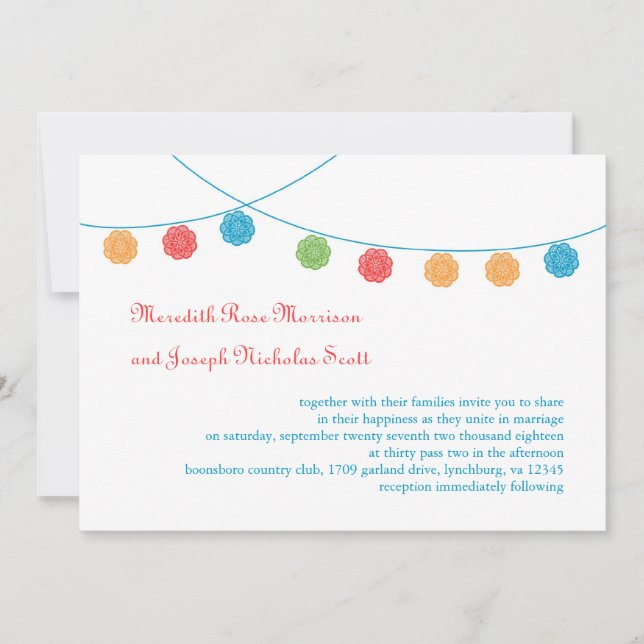 Doily Garland Wedding Invitation (Front)