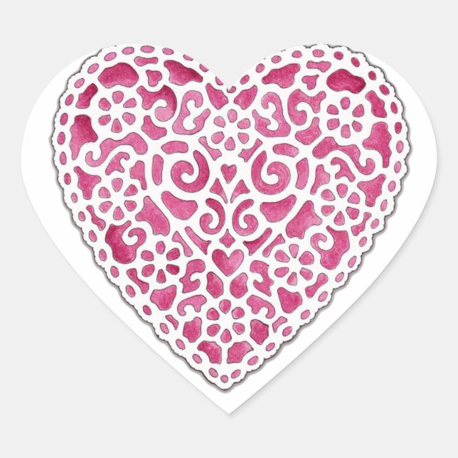 Doily Heart Heart Sticker (Front)