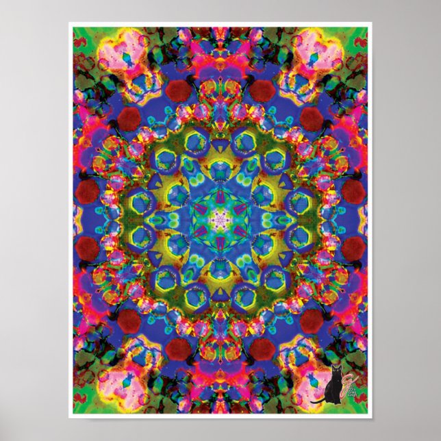 Doily Kinetic Collage Kaleidoscope Poster (Front)
