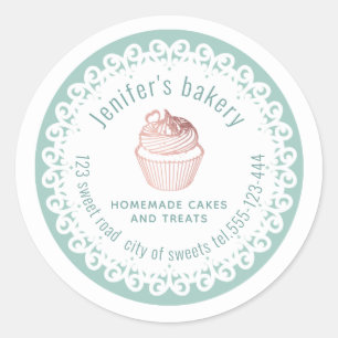 Doily lace Homemade cupcakes and treats Classic Round Sticker