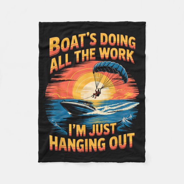 Doing All The Work Parasailer Paragliding Parasail Fleece Blanket (Front)