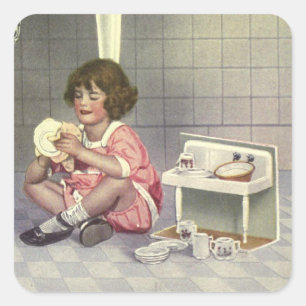 Doing Dishes Square Sticker