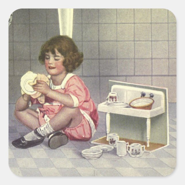 Doing Dishes Square Sticker (Front)