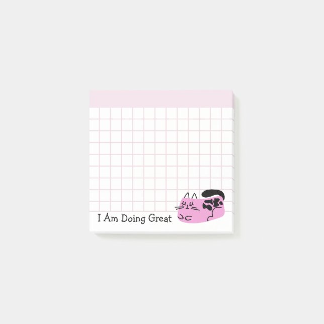 Doing Great Pink Doodle Cat Post-it Notes (Front)