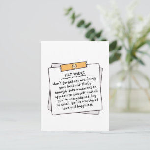 Doing Your Best Sticky Note Self Love Illustration Postcard