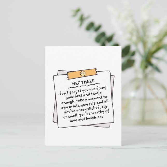 Doing Your Best Sticky Note Self Love Illustration Postcard (Standing Front)