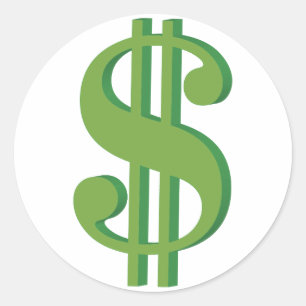 Dolar, sign, 3D Classic Round Sticker