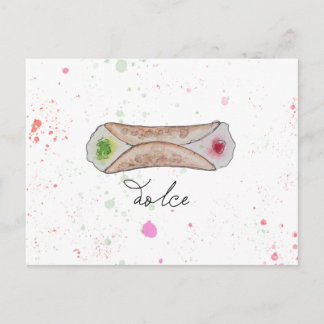 Dolce Cannolo Watercolour Postcard