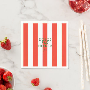 Dolce Far Niente Italy Red Cabana Stripe Napkin