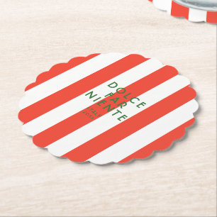 Dolce Far Niente Italy Red Cabana Stripes Paper Coaster