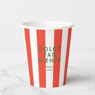 Dolce Far Niente Italy Red Cabana Stripes Paper Cups