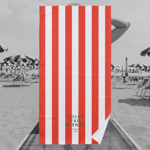 Dolce Far Niente Italy Red Stripe Destination Beach Towel
