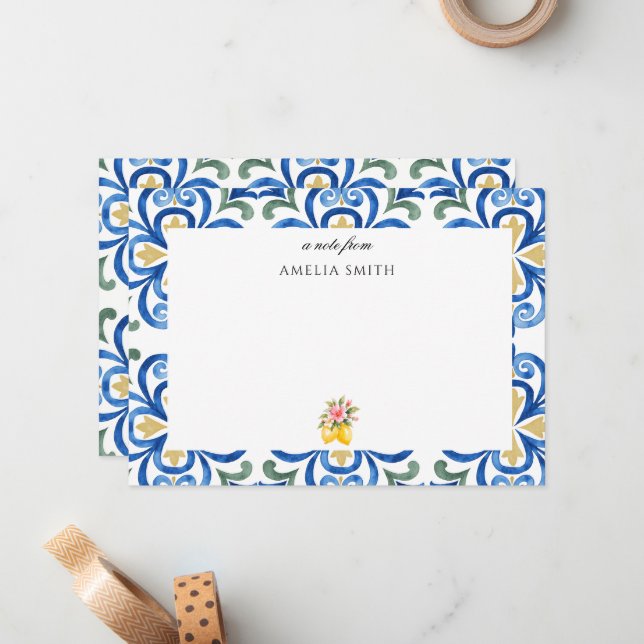 dolce vita blue italian dinner note card (Front/Back In Situ)