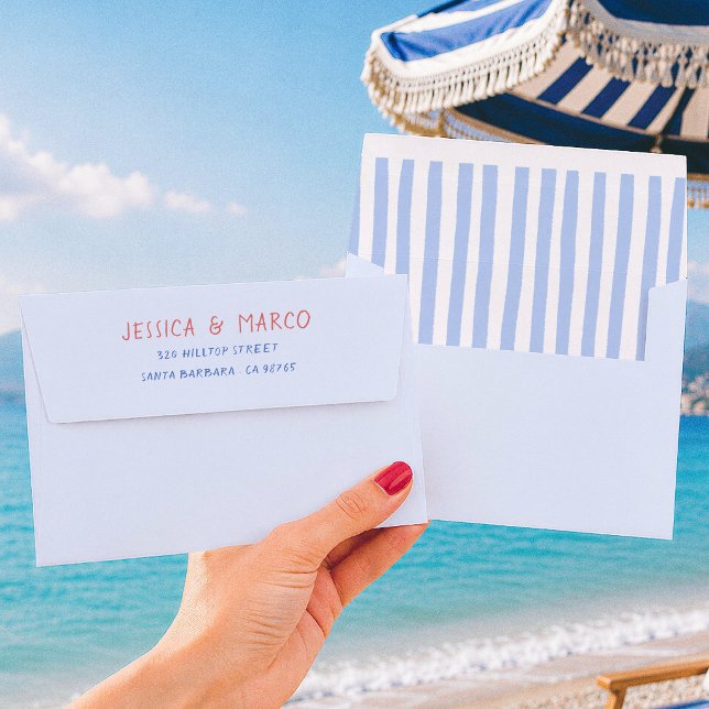 Dolce Vita Blue Stripes Return Address Envelope (Creator Uploaded)