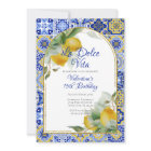 Dolce Vita Italian Blue Gold Tiles Lemons Birthday