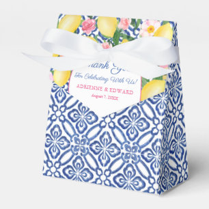 Dolce Vita Lemons Pink Flowers Wedding Favour Box