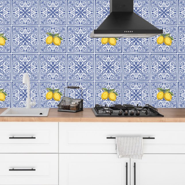 Dolce Vita Meditarrean Blue & Lemons Italian Tiles Wallpaper (Creator Uploaded)
