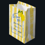 Dolce vita yellow stripes bridal shower favour medium gift bag<br><div class="desc">Dolce vita Lemons yellow stripes Italian bridal shower favour bag,   citrus lemons yellow stripes bridal shower personalised favour bag; Italian bridal shower favour bags,  vintage retro Italian bridal shower personalised favour gift bag</div>