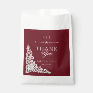 Doliy Lace Elegant Burgundy Wedding Favour Bags